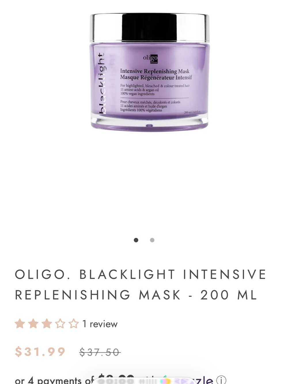 Oligo Blacklight Intensive Replenishing Mask - Purple